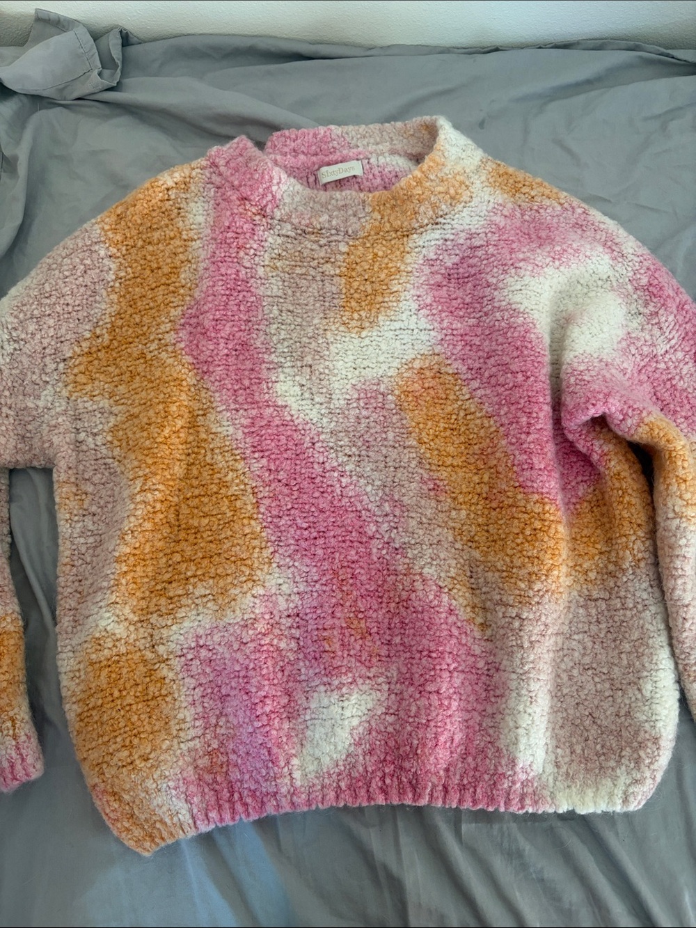 Cozy Multicolor Sherpa Sweater - Pink, Orange & Cream